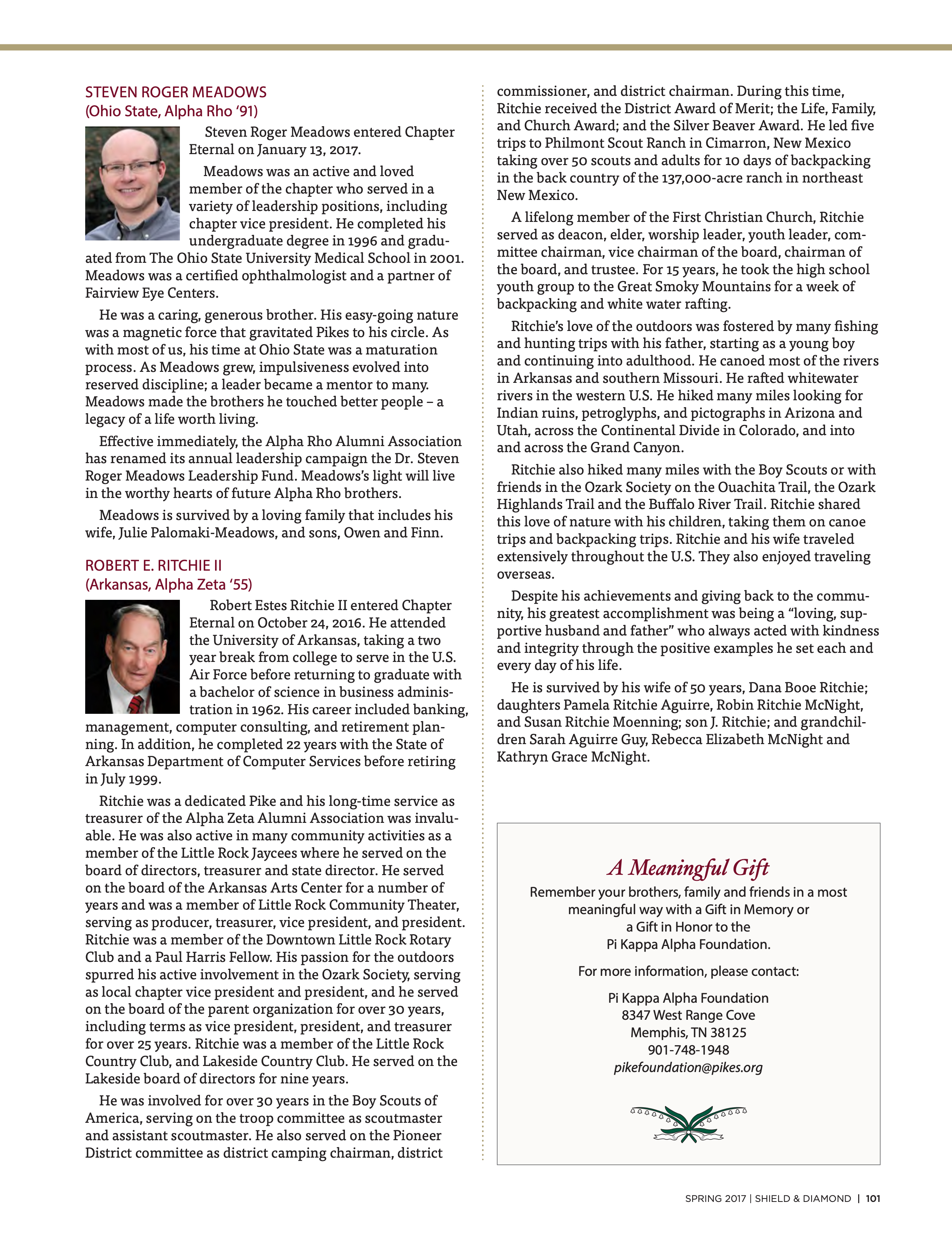 A Meaningful Gift, Spring 2017